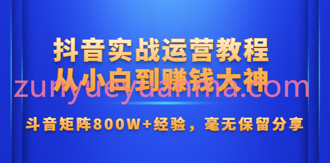 抖音实战运营视频课程 从小白到赚钱大神矩阵玩法