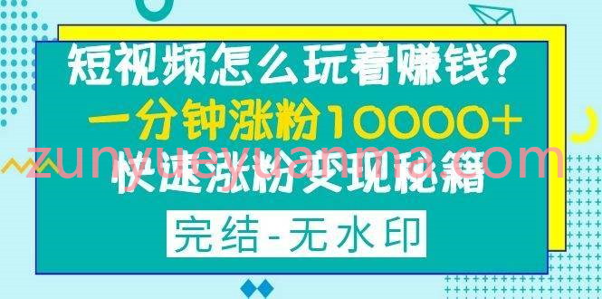 短视频怎该怎么玩？ 实操涨粉10000+快速涨粉变现秘籍完结版