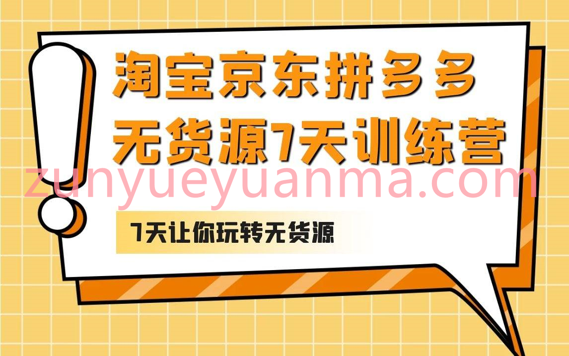 玩赚淘宝京东拼多多无货源电商7天训练营视频课程