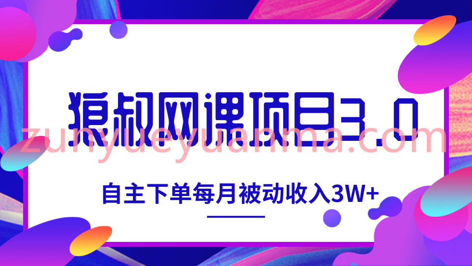 狼叔网课项目最新全套视频教程 教你打造自主下单系统每月被动收入3W+