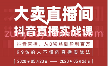 大卖直播间抖音直播最新视频教程 直播实战从0粉丝到盈利百万