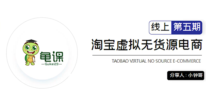 龟课・淘宝虚拟无货源电商5期，全程直播 现场实操，一步步教你轻松实现躺赚