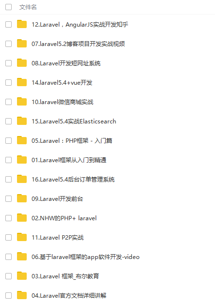 laravel5.5等16套从入门到项目实战视频教程