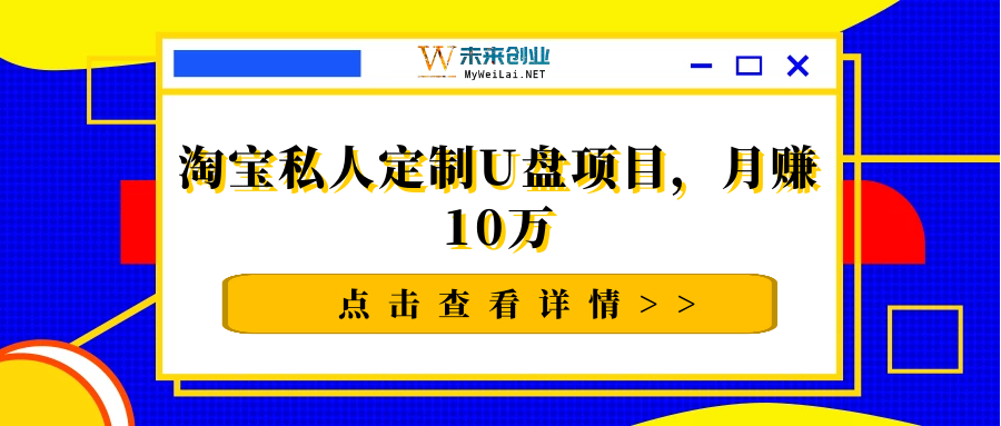 淘宝私人定制U盘项目，月赚10万