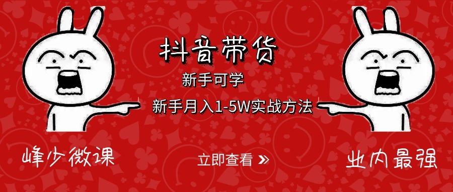 抖音带货：新手月入1-5W实战方法