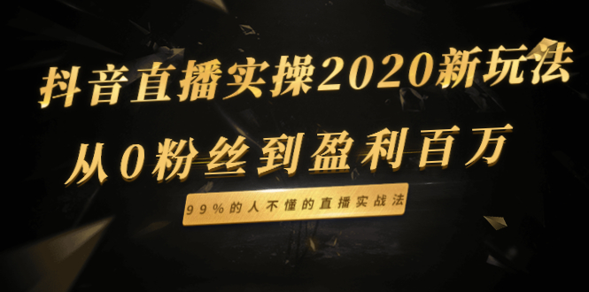 抖音直播实操新玩法：从0粉丝到盈利百万，99%的人不懂的直播实战法