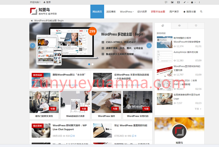 WordPress博客系统 知更鸟Begin V5.2版响应式主题模板