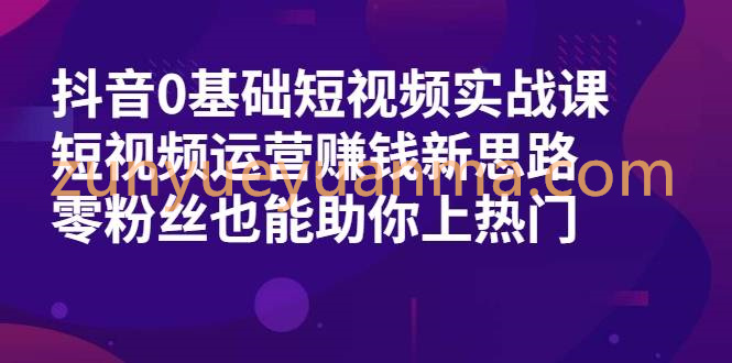 抖音0基础短视频实战课，短视频运营赚钱新思路，零粉丝也能助你上热门