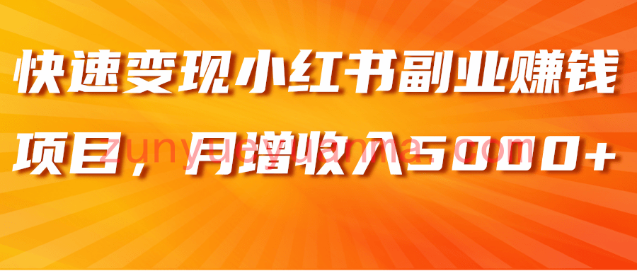 快速变现小红书副业赚钱项目，月增收入5000+【视频教程】