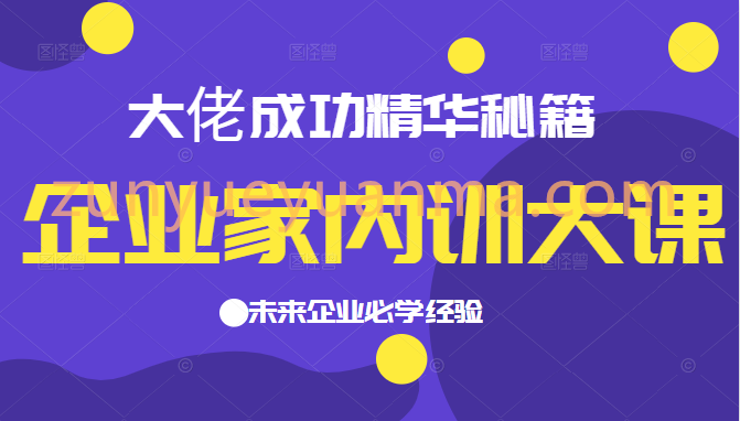 企业家内训大课，大佬成功精华秘籍首次揭秘，未来企业必学经验，价值1299元